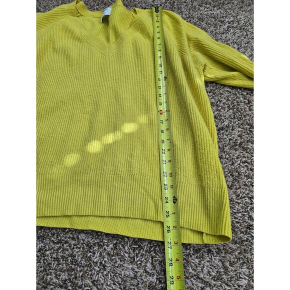 Old Navy XXL Bright Yellow Ribbed V-Neck Sweater Soft Cotton Blend Bold Minimal - Picture 5 of 7